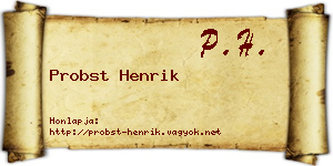 Probst Henrik névjegykártya